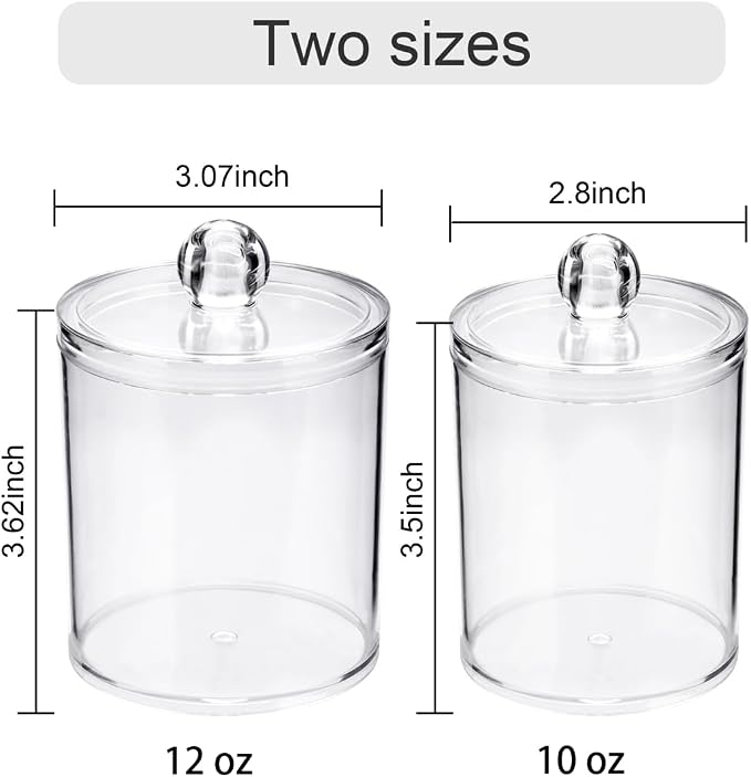 WEISHI 6 Pack Qtip Holder Dispenser -Cotton Ball, Round Pads, Small Clear - Image 2