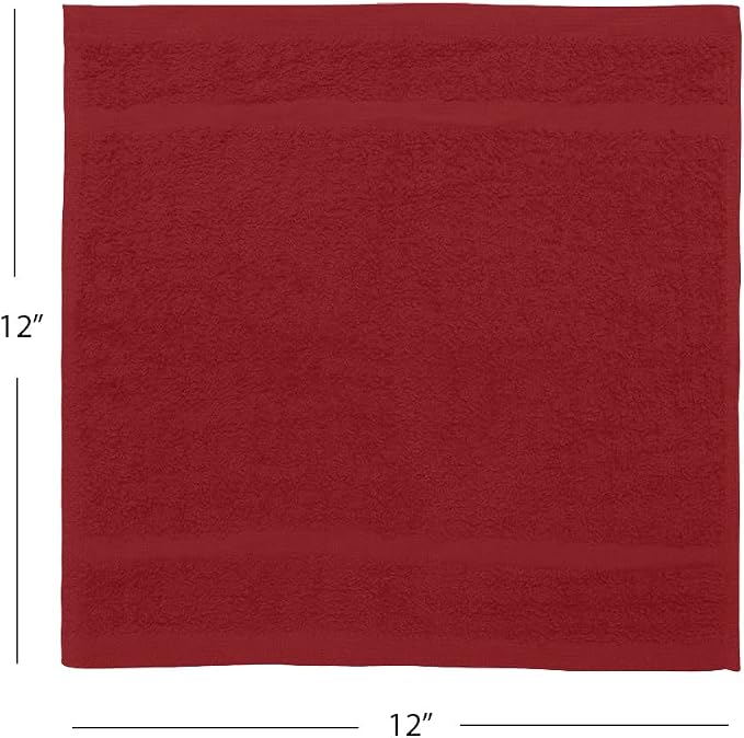 Avalon Towels Cotton Washcloths 24-Pack – 12 x 12 Inch Red Super Soft & - Image 8