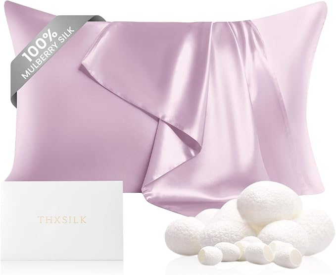 THXSILK Silk Pillowcase for Hair and Skin, 100% Mulberry Silk Bed Pillowcase 22 by THXSILK