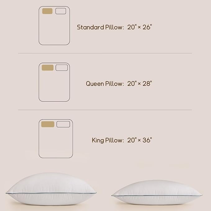BHZ Goose Down Feather Pillows Standard Size Set of 4 Pack, Luxury Hotel - Image 9
