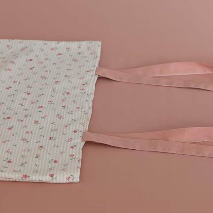 MKXI Cute Bow Tie & Pink Flower Stripes Duvet Cover Twin Size Cotton Bedding Set - Image 8