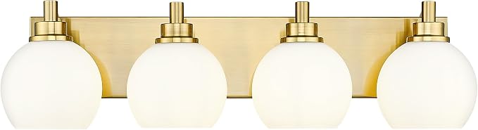 Bathroom Light Fixtures, 4 Light Brushed Gold Vanity Light, 26 Inch Modern Wall by Metwet