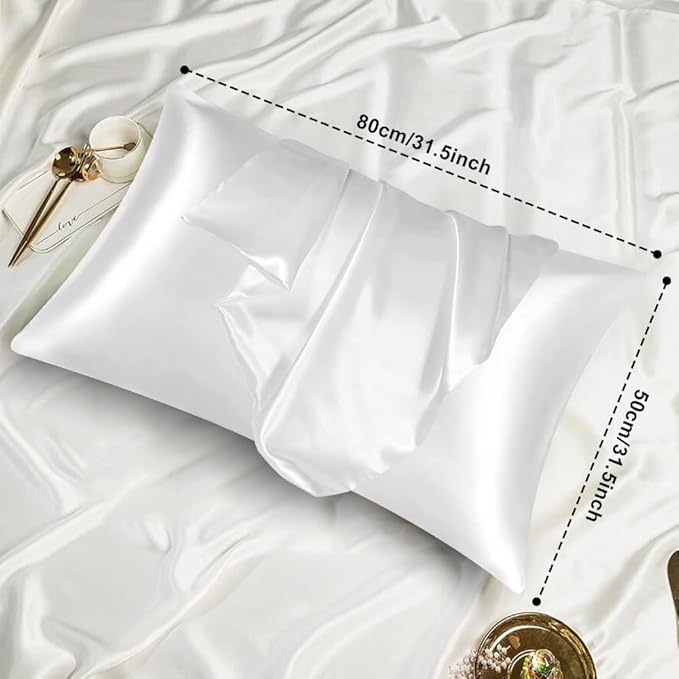 AUAUY 2 Pack Satin Silk Pillowcase, 19.69x31.50inches Silk Pillowcases - Image 2