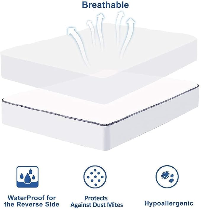 WhatsBedding Waterproof Mattress Pad King Cotton Top Down Alternative Filling - Image 9