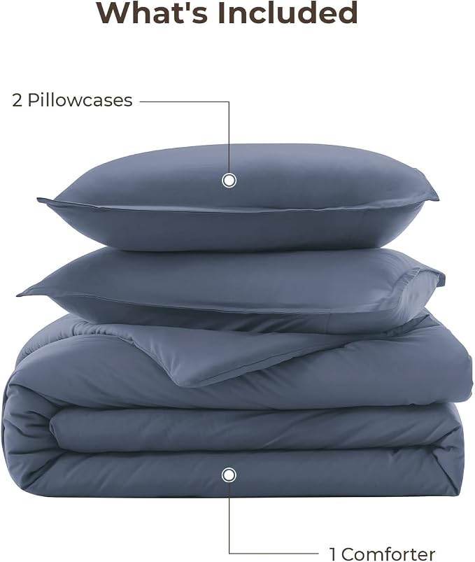 Litanika Comforters Bluish Grey Queen Size, 3 Pieces Lightweight Solid Bedding - Image 7