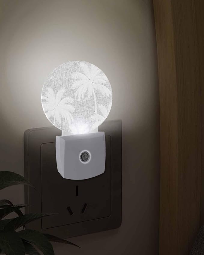 Night Lights Auto Sensor Tropical Palm Trees Night Light Grey Linen Coastal - Image 3