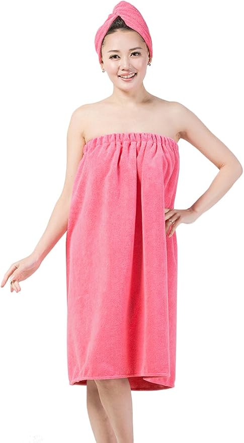 FakeFace Women Absorbent Microfiber Bath Towel Body Wrap Set Gym Spa Robe Dry by Holiberty