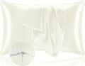 BEDELITE Satin Pillowcase with Zipper, Ivory Pillow Cases Queen Size Set of 2 by BEDELITE