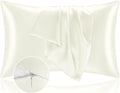 BEDELITE Satin Pillowcase with Zipper, Ivory King Size Pillow Cases Set of 2 by BEDELITE