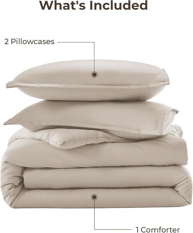 Litanika Comforters Oatmeal Oversized Queen Size, 3 Pieces Lightweight Solid - Image 7
