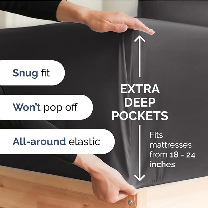 Extra Deep California King 400 Thread Count Cotton Fitted Sheet - Image 2