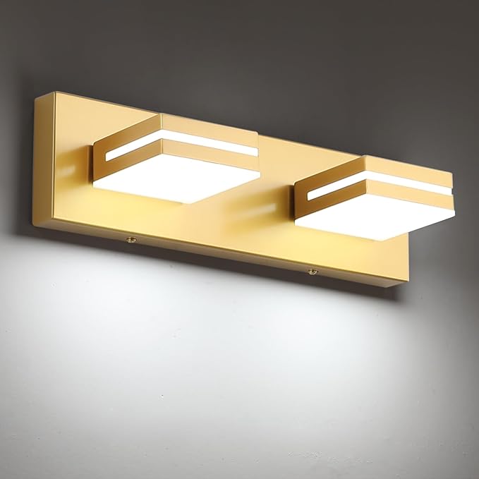 SineRise LED Modern Bathroom Vanity Light Fixtures, Matte Gold Modern Acrylic by SINERISELIGHTING