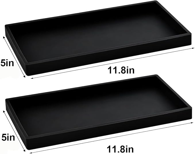 2PCS 11.8” L x 5” W Silicone Soap Dispenser Tray, Bathroom Sink Vanity Trays - Image 3