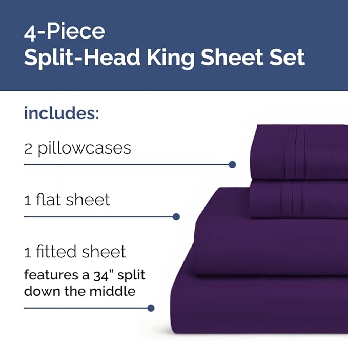 Flex Top Split Head King 4 Piece Sheet Set - Image 2