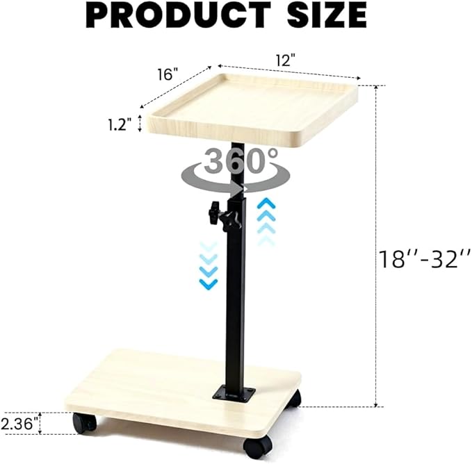 C Table End Table with Adjustable Height, C-Shaped Side Table - Image 2
