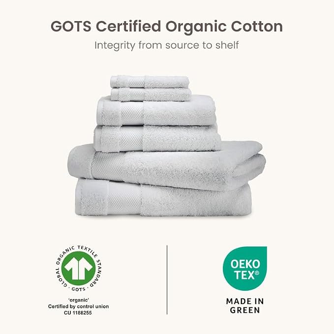 BIOWEAVES 100% Organic Cotton 6-Piece Luxury Bathroom Towels Set GOTS Certified - Image 7