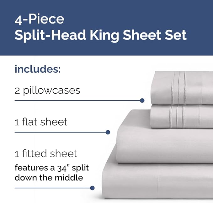 Flex Top Split Head King 4 Piece Sheet Set - Image 2