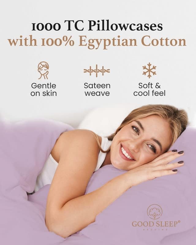 1000 TC Lavender King Pillowcases Set of 4 100% Egyptian Cotton Pillow Cases - Image 4
