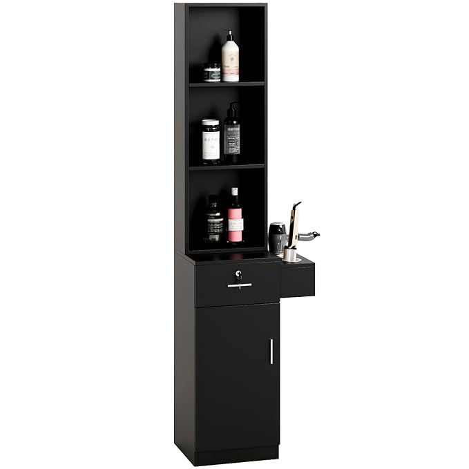 mefeir Salon Station, Barber Hair Stylist Storage Cabinet by mefeir