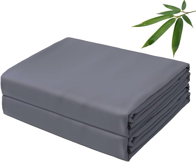 Bamboo Viscose Flat Sheets Only, 400 Thread Count Sateen Weave Queen Size Flat by ZaizaiHome