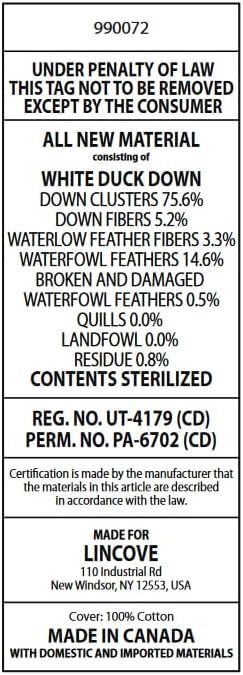 Lincove Cloud Natural Canadian Down and Waterfowl Feather Pillow, 500 Thread - Image 8