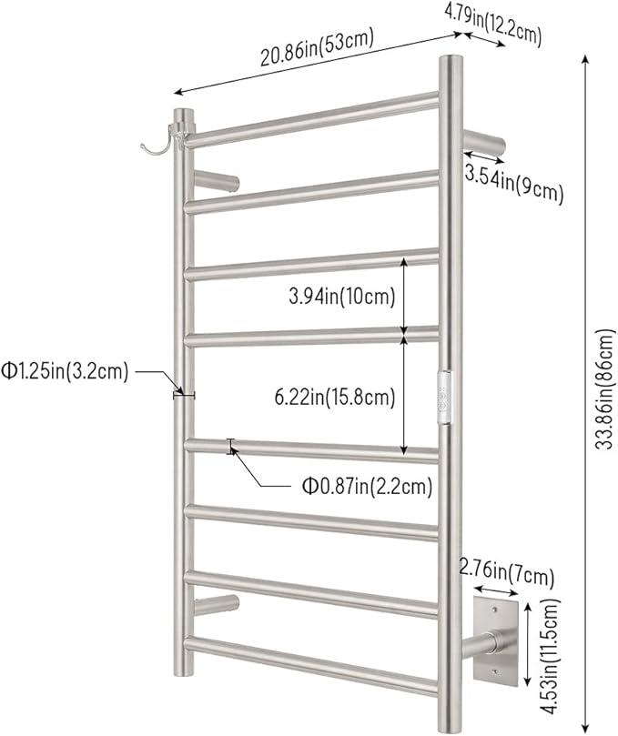Wall Mounted Towel Warmer 8 Bars - Image 6
