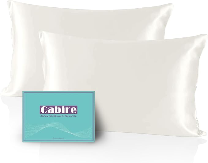 Gabire Mulberry Silk King Size Pillow Cases Set of 2, Ultra Smooth Soft Cooling by MulberrySilkPillowcases