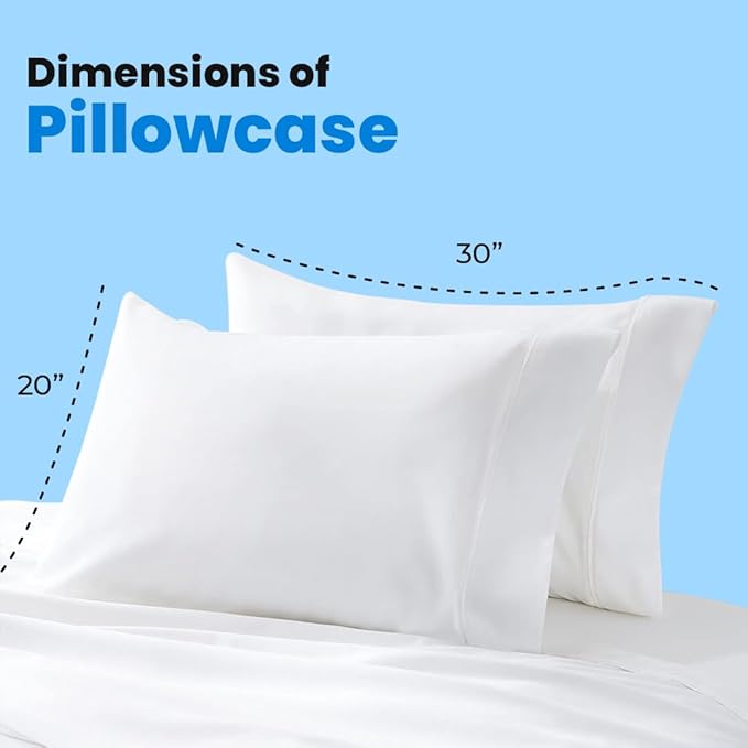 Avalon Bedding Pillow Cases Standard Size White Pillow Cases Set of 4 Cotton - Image 7
