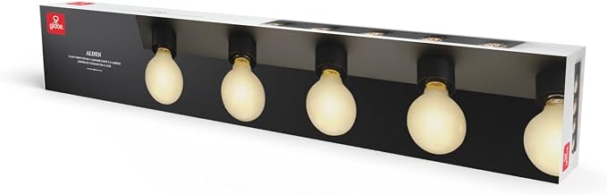 Globe Electric 5-Light Vanity Light, Matte Black, Modern Glam, Bathroom Fixture - Image 10