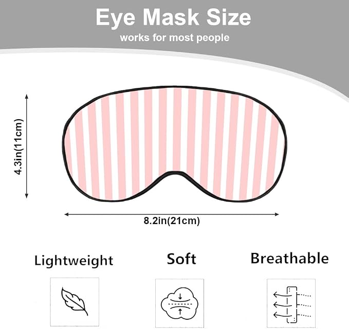 Striped Eye Mask Sleeping Mask Pink and White Stripes Sleep Masks Silky Soft - Image 2