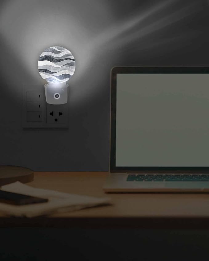 Night Lights Auto Sensor Grey Ocean Waves Night Light Abstract Mountain Stripes - Image 7