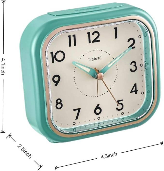 Tinload 4.3" Vintage Retro Analog Alarm Clock, Super Silent Non Ticking Clock - Image 3