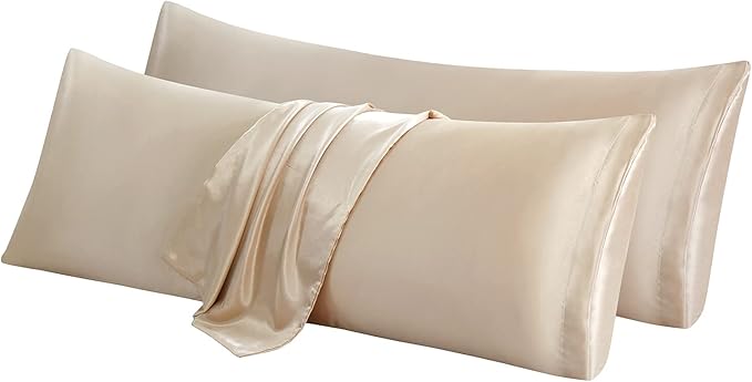 Aormenzy Satin Body Pillow Cover Set of 2, 20x54 Inches Taupe Case by Aormenzy
