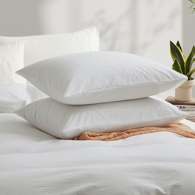 White Duvet Cover Full Size, 100% Washed Cotton Linen Like Bedding Set - Image 3