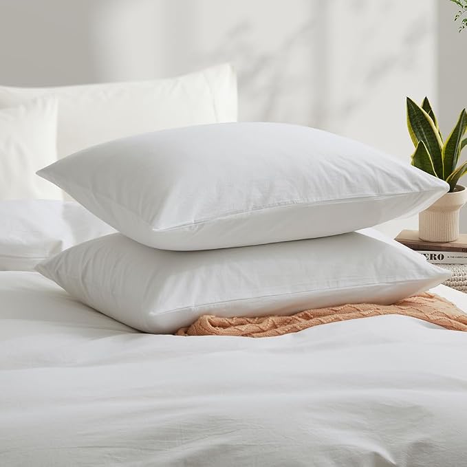 100% Washed Cotton Duvet Cover Set, Linen Like Natural Bedding Set - Image 3