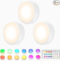 HELPLEX LED Puck Lights with Remote, 3 Pack Color Changing RGBW Stick-On Light by HELPLEX