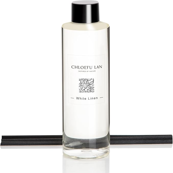 Chloefu LAN Fresh Linen Reéd Diffuser Refill 200ml/6.76 fl oz, Natural by ChloefuLANScentedCandles