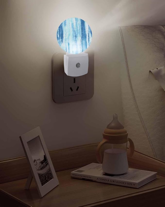Night Lights Auto Sensor Abstract Graffiti Night Light Blue Art Painting Round - Image 5