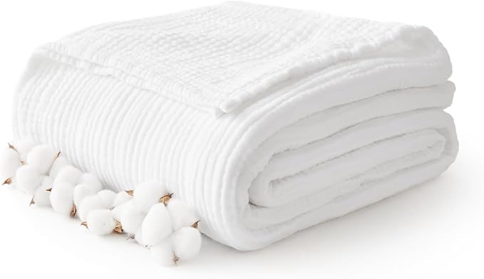 100% Cotton Muslin Blanket 50" x 60", Breathable and Lightweight Cotton Throw by Kozyhvn