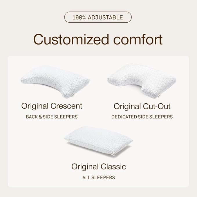 Coop Home Goods Original Crescent Adjustable Pillow, Queen Bed Pillows - Image 8