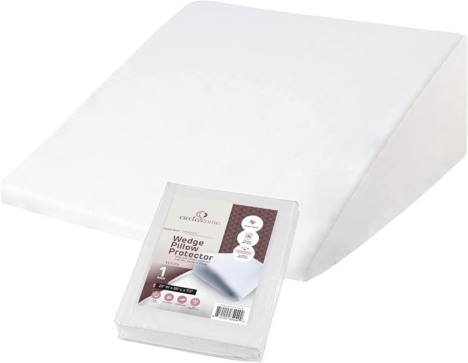 CirclesHome Wedge Pillow Cover 100% Cotton, Zippered Wedge Pillow Case Protector by CirclesHome