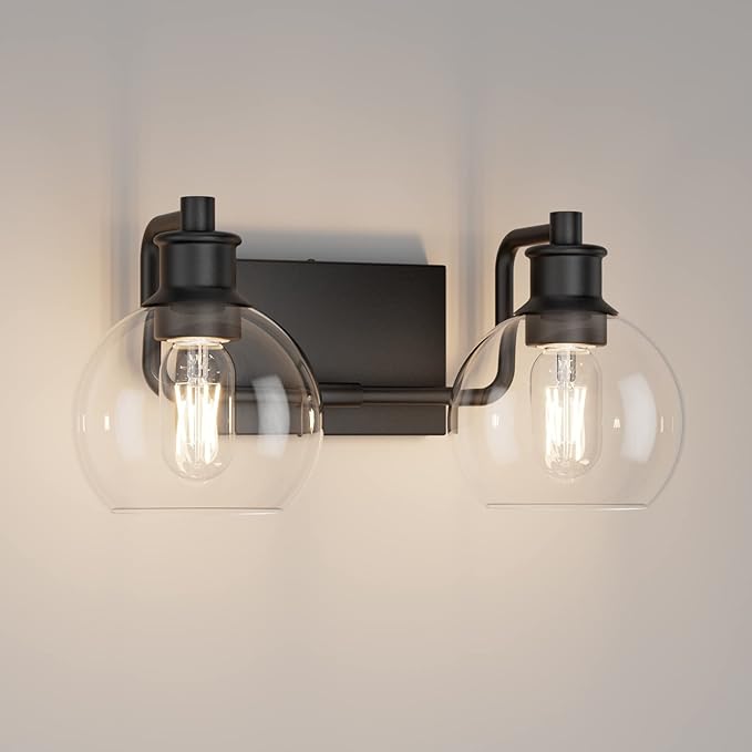 Tipace 2 Lights Industrial Bathroom Vanity Light Fixtures Over Mirror Black by Tipace