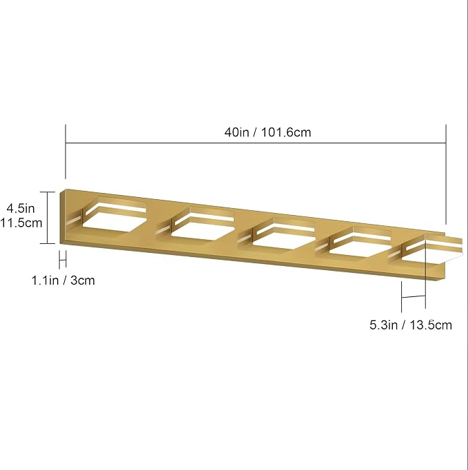 SineRise LED Modern Bathroom Vanity Light Fixtures, Brass Modern Acrylic - Image 5