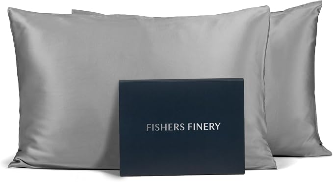 Fishers Finery 25mm 100% Pure Mulberry Silk Pillowcase Set by FishersFinery