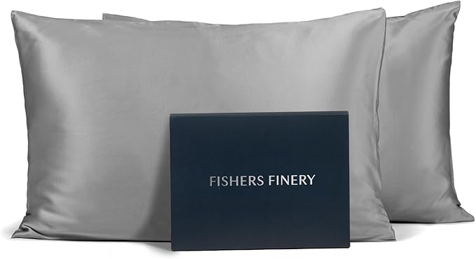 Fishers Finery 25mm 100% Pure Mulberry Silk Pillowcase Set by FishersFinery