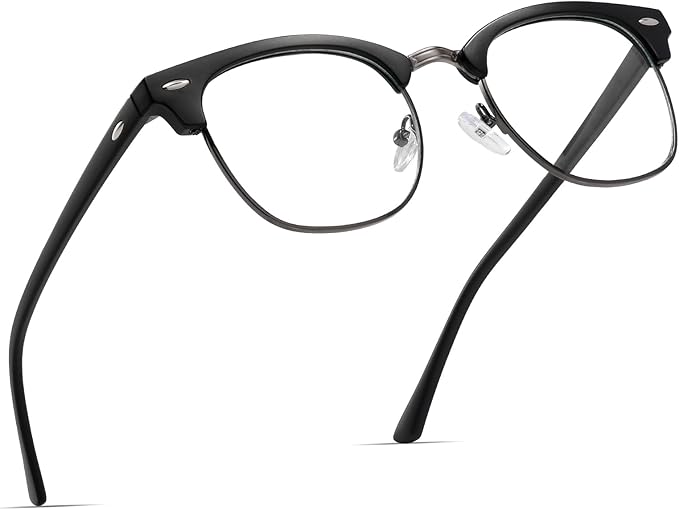 Blue Light Blocking Glasses Vintage Half Frame UV Clear Lens Anti Eyestrain by AOMASTE