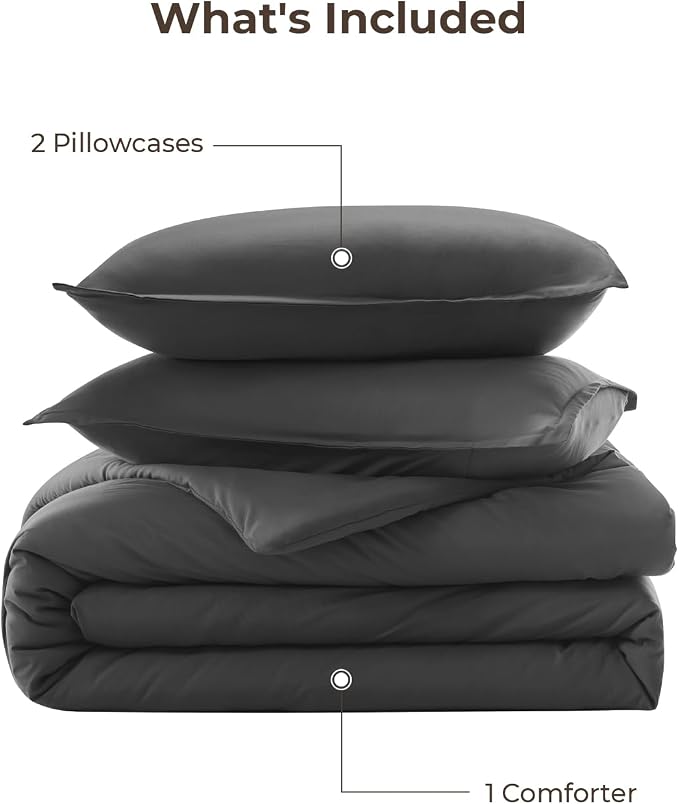 Litanika Grey Comforter King Size Set, Dark Gray Lightweight Plain Bedding - Image 7