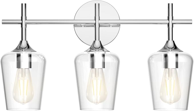 Ralbay Vintage 3 Light Vanity Light Fixture Industrial Chrome Bathroom Light by RalbayLighting