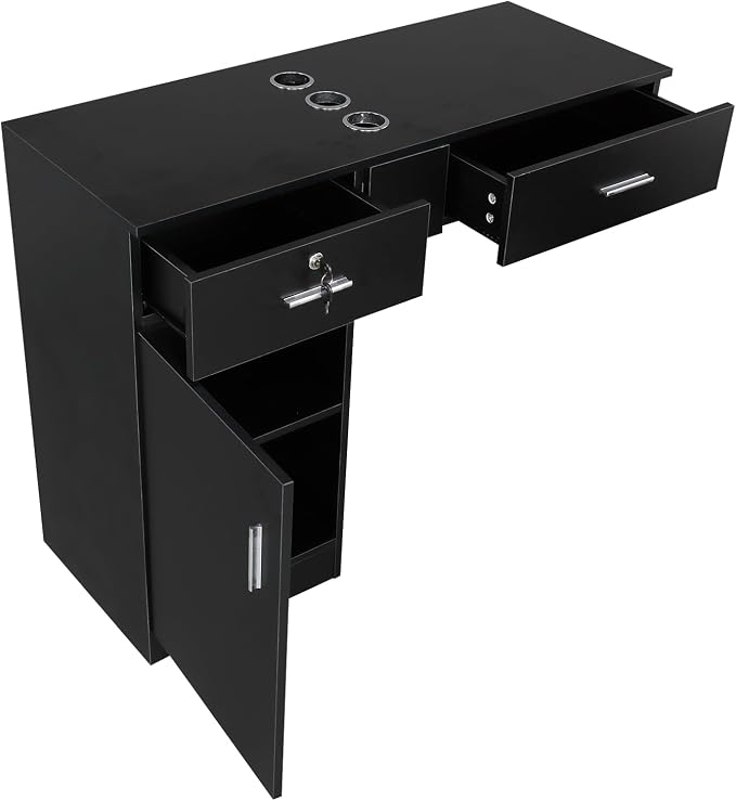Wall Mount Styling Station for Hair Stylist, Wooden Hair Salon Station Storage - Image 6