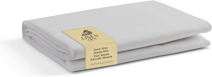 Linen Home 100% Cotton Percale 1 Flat Sheet, Queen Size by LINENHOME